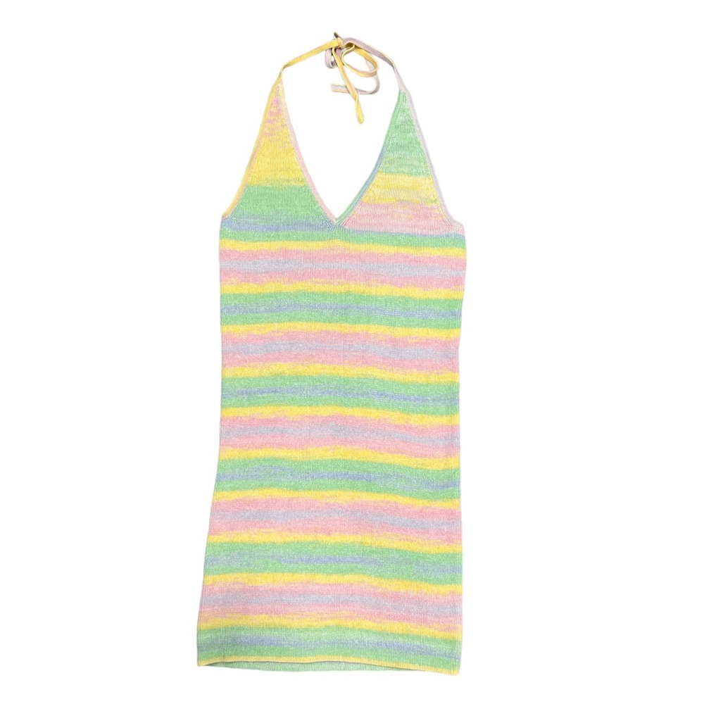 WILD FABLE WOMEN'S SLEEVELESS HALTER TOP MULTICOLOR SWEATER KNIT DRESS - Picture 4 of 10
